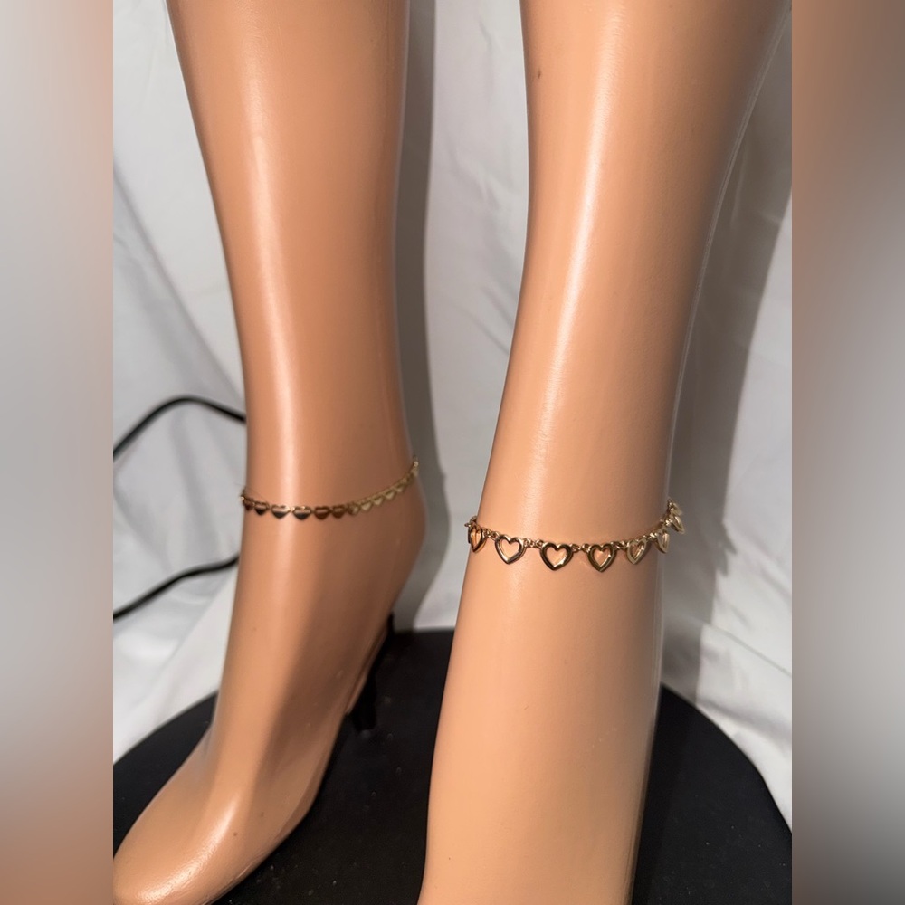 Gold Heart Charm Anklet